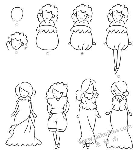 时装简笔画作品01