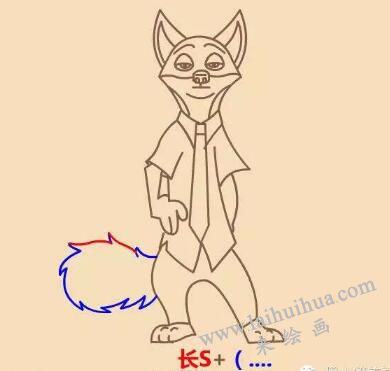 狐狸尼克简笔画画法步骤08