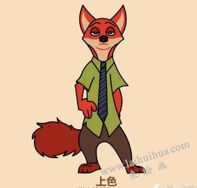 狐狸尼克简笔画画法步骤09