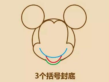 米奇头像简笔画画法步骤04