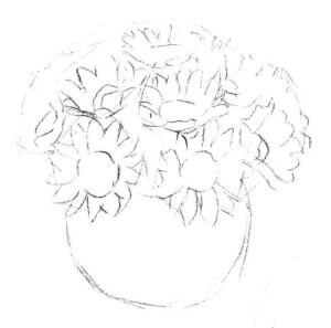 太阳花素描画法步骤01