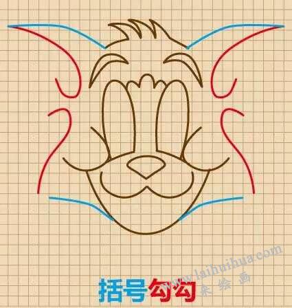 汤姆猫（Tom）简笔画画法步骤06