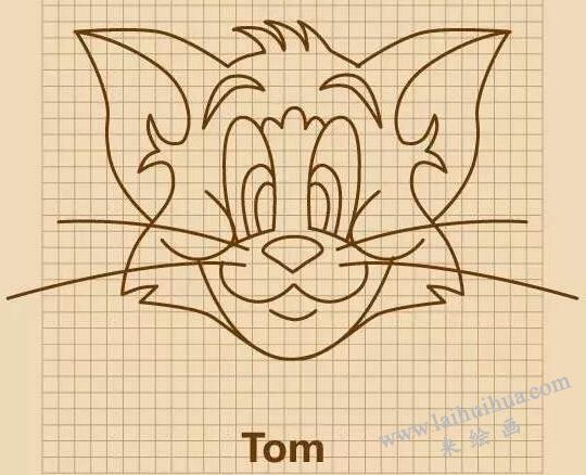 汤姆猫（Tom）简笔画画法步骤10