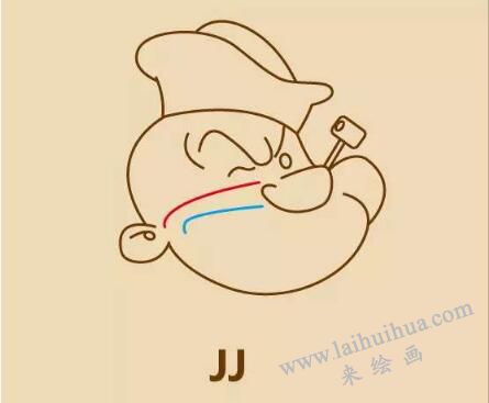 大力水手简笔画画法步骤10