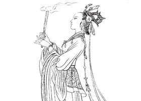 貂蝉白描仕女图