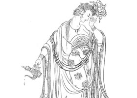 杨贵妃白描仕女图
