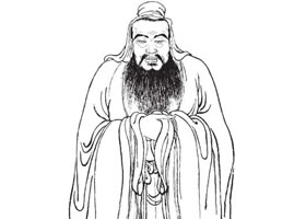 孔子白描图