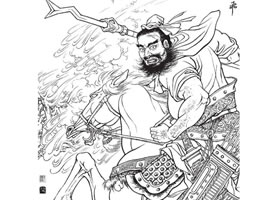 张飞白描图片