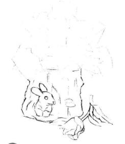小盆栽木盆花卉素描画法步骤03
