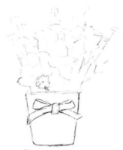 小盆栽香菊素描画法步骤02
