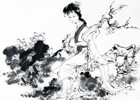 冷秀飘香白描仕女画稿