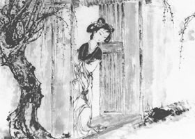 桃花依旧白描仕女画稿