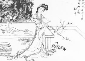 秦可卿小像白描仕女画稿