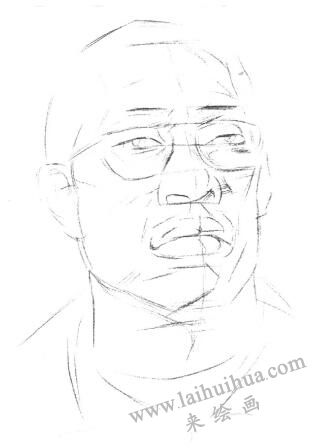 山东青年头像素描步骤01