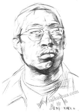 山东青年头像素描步骤03