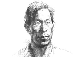 中年男子肖像素描作品