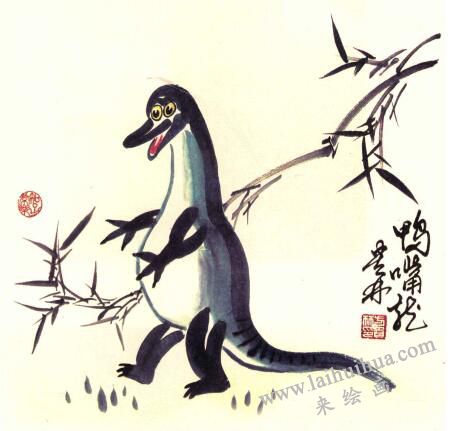 鸭嘴龙儿童国画画法步骤05