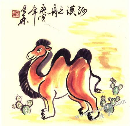 骆驼儿童国画画法步骤05