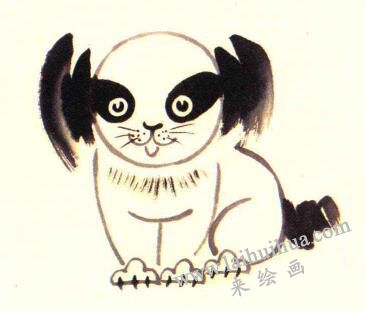 小花狗儿童水墨画画法步骤03