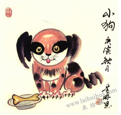 小花狗儿童水墨画画法步骤05