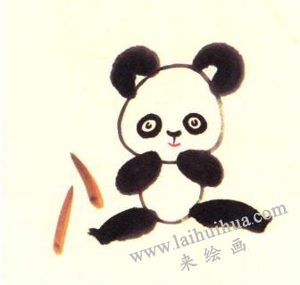大熊猫儿童水墨画画法步骤03