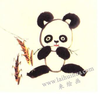 大熊猫儿童水墨画画法步骤04