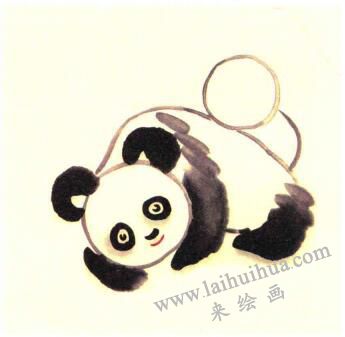 熊猫母子儿童水墨画画法步骤03