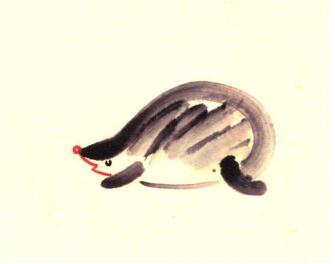 小刺猬儿童水墨画画法步骤02