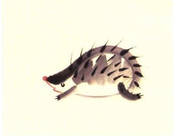 小刺猬儿童水墨画画法步骤03