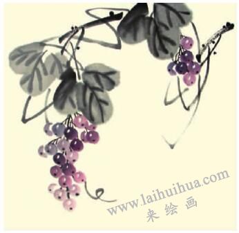葡萄儿童水墨画画法步骤04