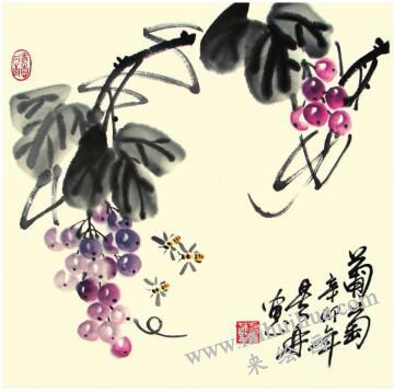 葡萄儿童水墨画画法步骤05