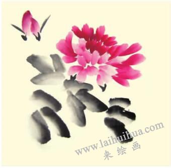 牡丹儿童水墨画画法步骤03