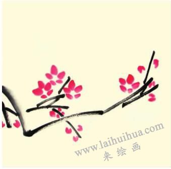 桃花儿童水墨画画法步骤02