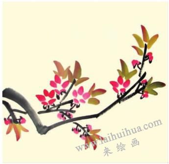 桃花儿童水墨画画法步骤03