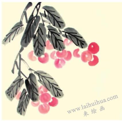 荔枝儿童水墨画画法步骤03