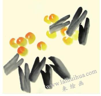 枇杷儿童水墨画画法步骤02