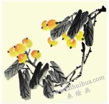 枇杷儿童水墨画画法步骤04