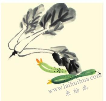 蔬果儿童水墨画画法步骤03