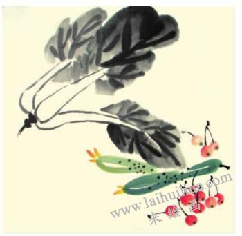 蔬果儿童水墨画画法步骤04
