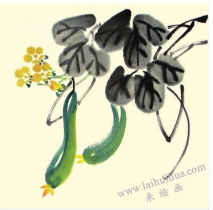 黄瓜儿童水墨画画法步骤04