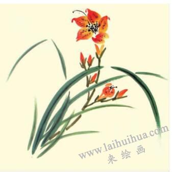 萱草儿童水墨画画法步骤04