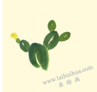 仙人掌儿童水墨画画法步骤02