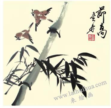 竹子儿童水墨画画法步骤05