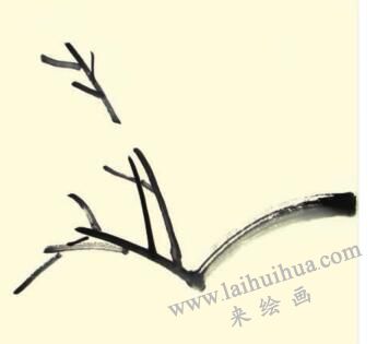 竹子和梅花儿童水墨画画法步骤01