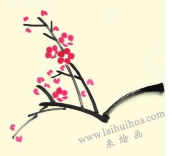 竹子和梅花儿童水墨画画法步骤02