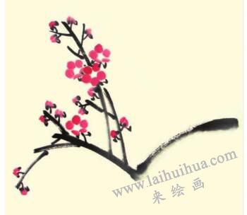 竹子和梅花儿童水墨画画法步骤03