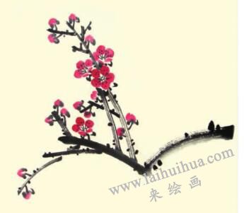 竹子和梅花儿童水墨画画法步骤04