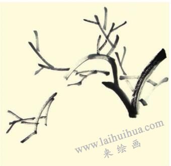 梅花儿童水墨画画法步骤02