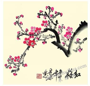 梅花儿童水墨画画法步骤05