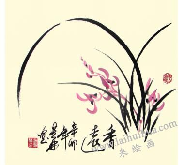 兰花儿童水墨画画法步骤05